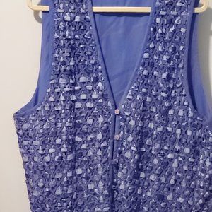 Vintage Vest with Crochet and Woven Fabric Detailing